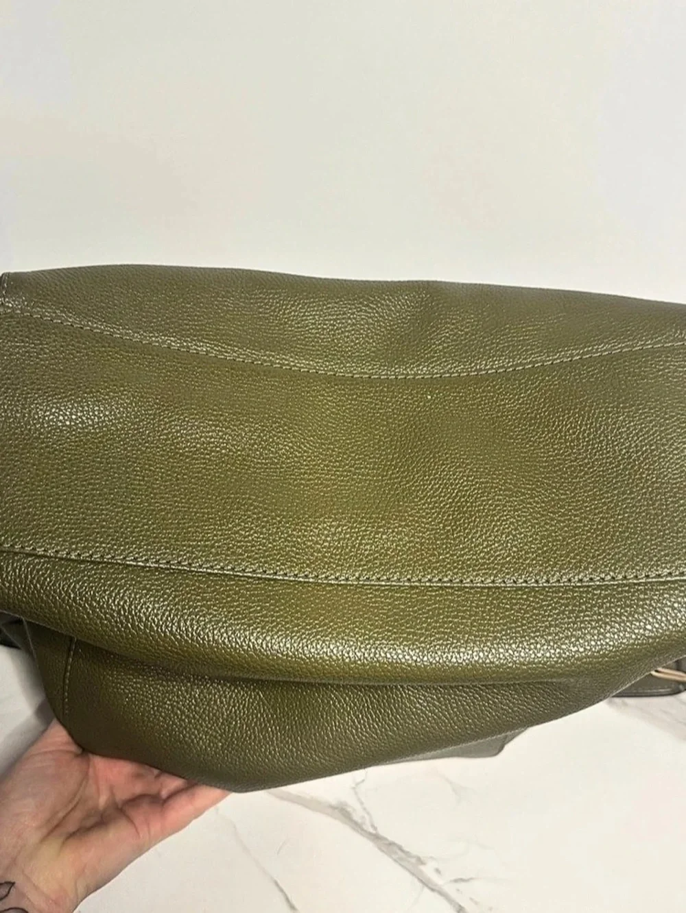 Michael Kors Evie Large Pebbled Leather Hobo Shoulder Bag - Olive Green w/ Tag